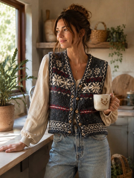 St. John's Bay Sweaters - St. John's Bay Gray Wool Blend Chunky Knit - XL - Granola, Hippie, Natural